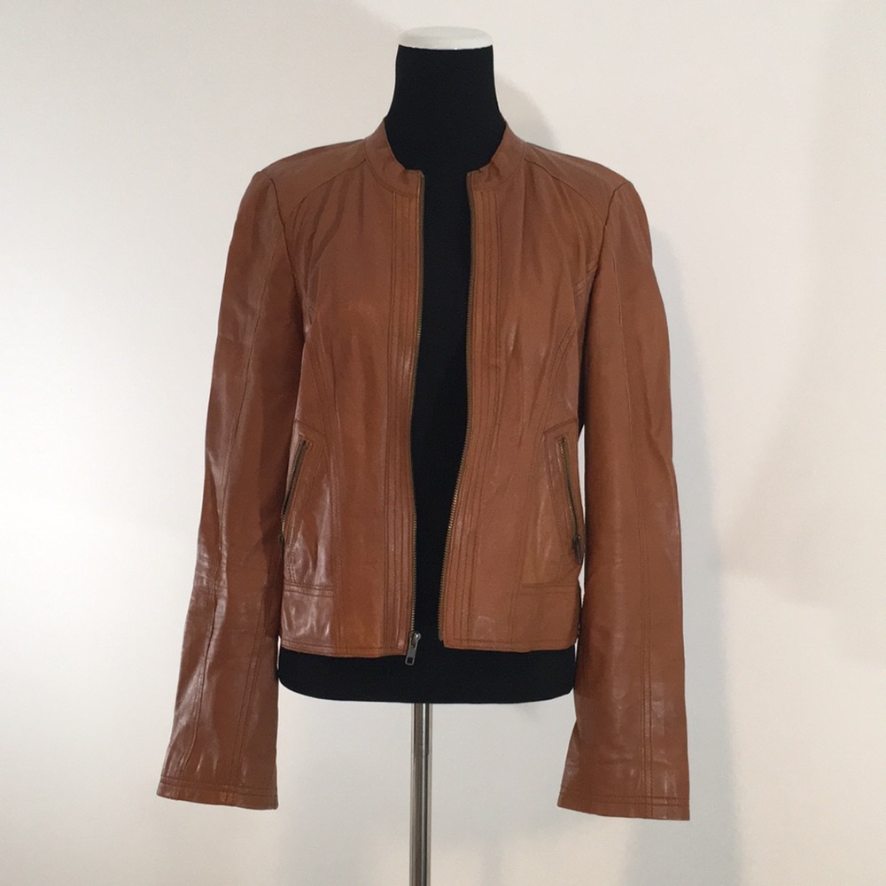 Nordstrom Ladies M Leather Jacket Carmel / Saddle